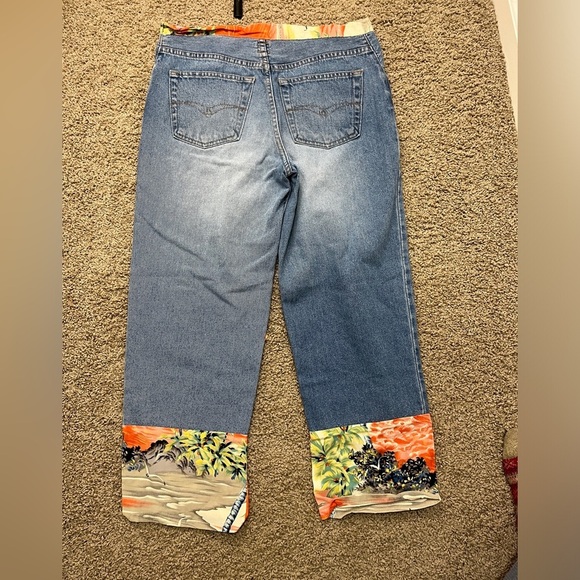 Agolde Rio Palm Tree Print Cuff Jeans Size 29 Y2K - Picture 7 of 9